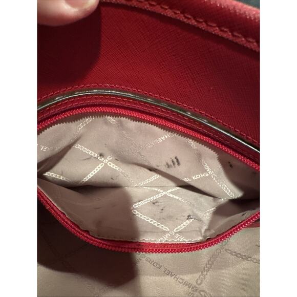 Michael Kors Red Saffiano Leather Shoulder Bag - Picture 11 of 14